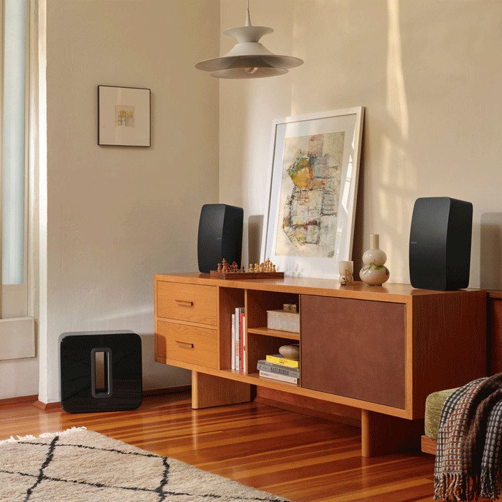 sonos five pair with sub in black lifestyle