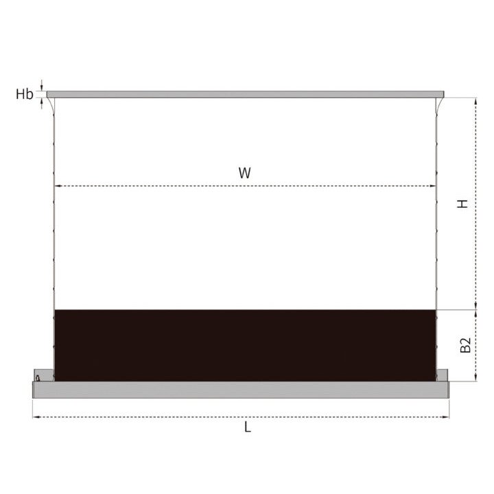 Lift-Up-Tab-Tensioned-16-9-ALR-Projector-Screen Dimensions Image