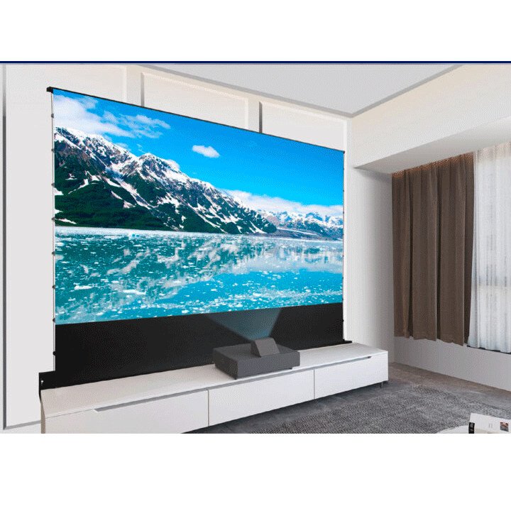 Lift-Up-Tab-Tensioned-16-9-ALR-Projector-Screen With Projector