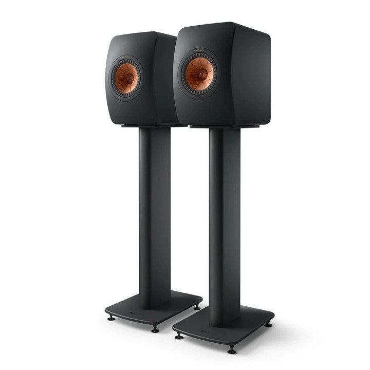 Carbon Black KEF S2 Speakers with matching Stands
