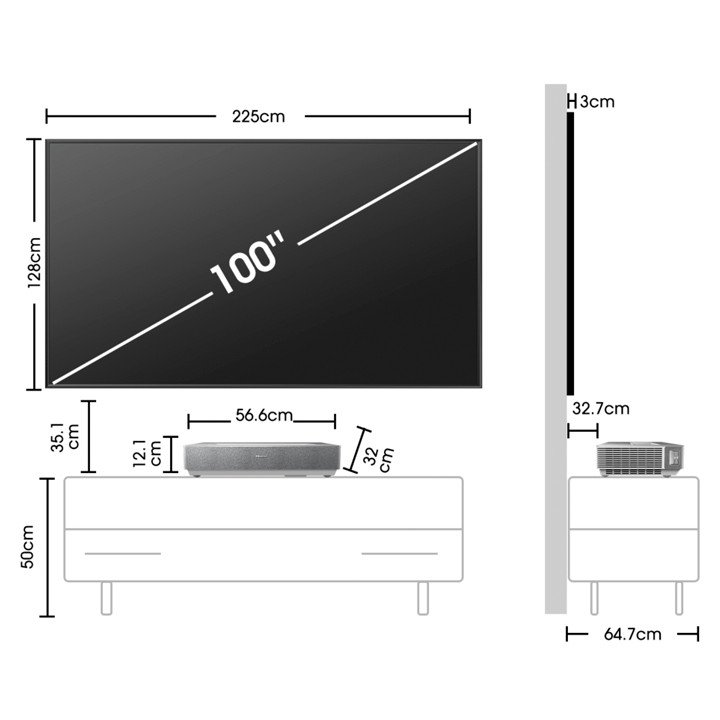 Hisense Laser TV L100L5H Dimensions