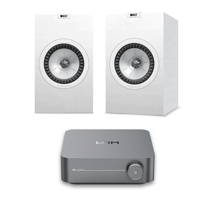 WiiM Amp & KEF Q350 Speaker Bundle White