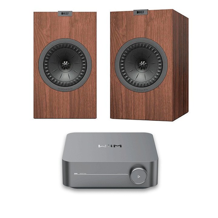 WiiM Amp & KEF Q350 Speaker Bundle Walnut