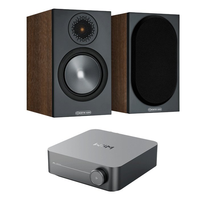 WiiM Amp & Monitor Audio Bronze 50 Bundle Walnut