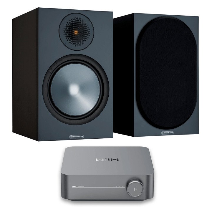 WiiM AMP & Monitor Audio Bronze 100 Bookshelf Speakers