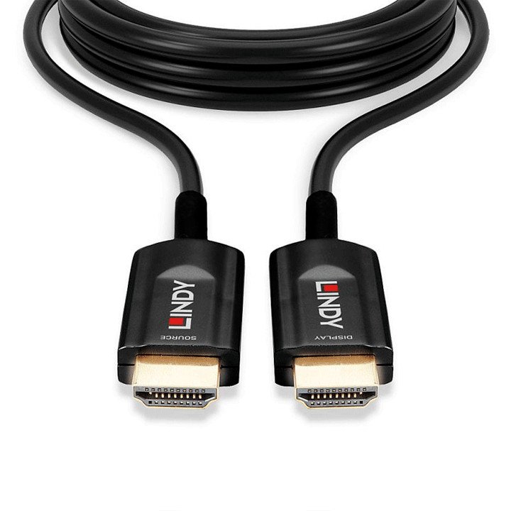 Lindy Fibre Optic Hybrid Ultra High Speed HDMI Cable Connectors Close Up