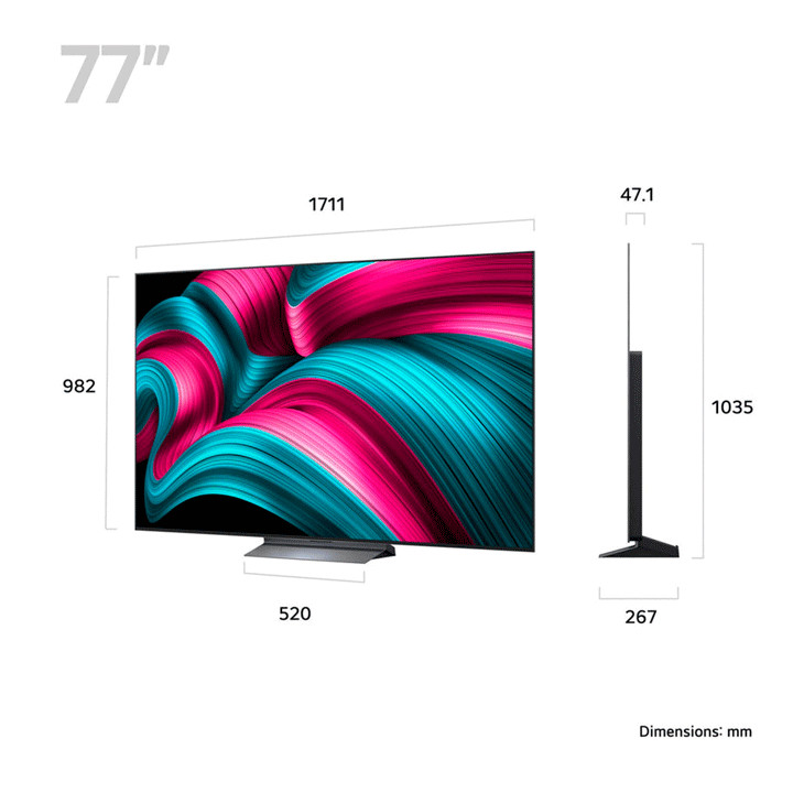 LG 77 OLED77C64LA Dimensions